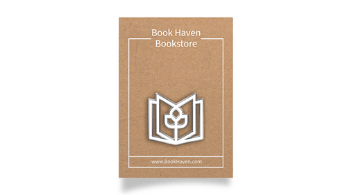 A note book with text on the cover that says Book Haven Bookstore